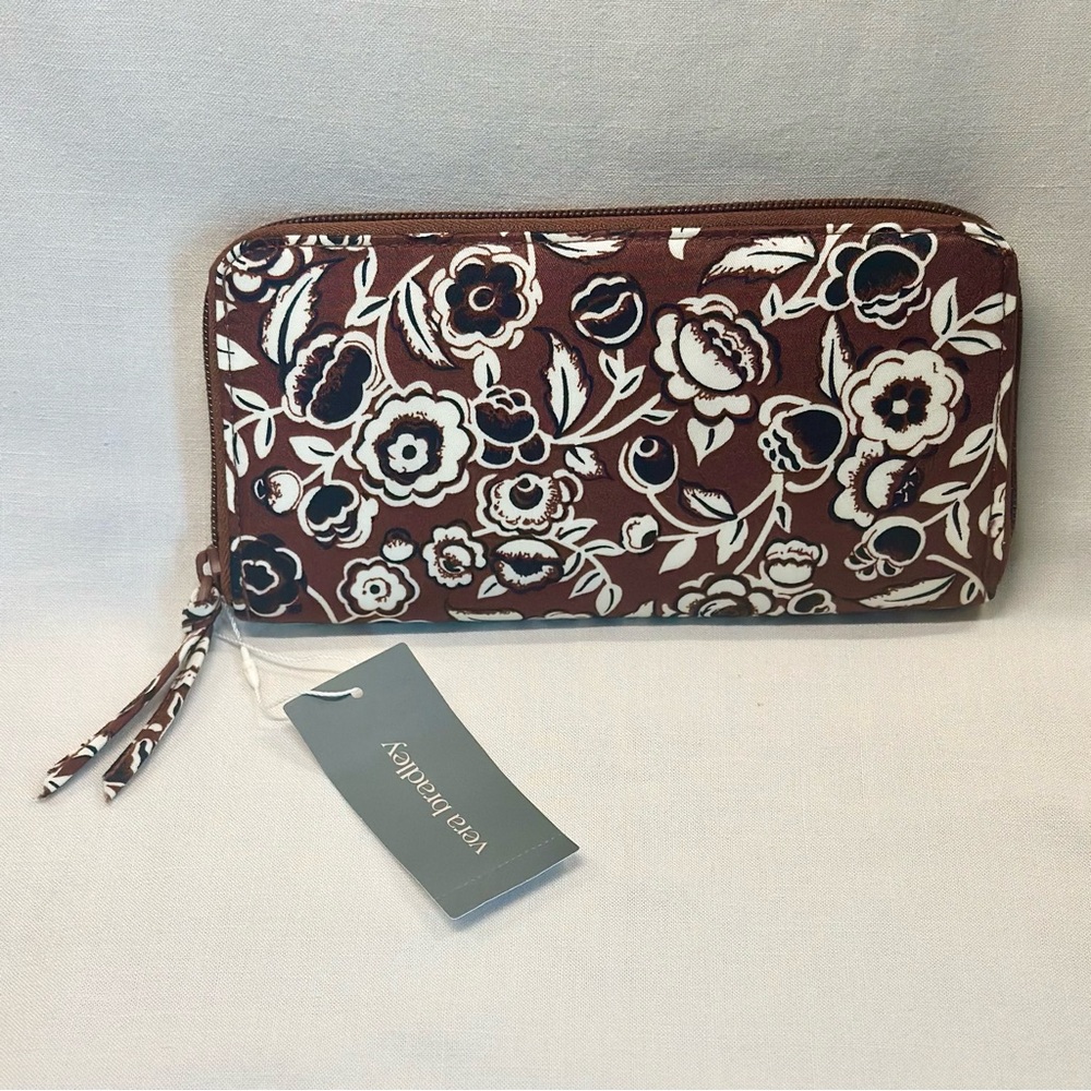 Vera Bradley Continental Wallet Bubbly Flowers Cinnamon Exact Retired MSRP $90